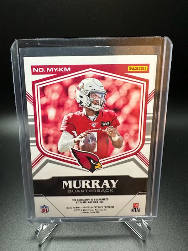 macccsull's tweet image. $150 Kyler Murray Arizona cardinals plates and patches auto 02/40 @HobbyConnector