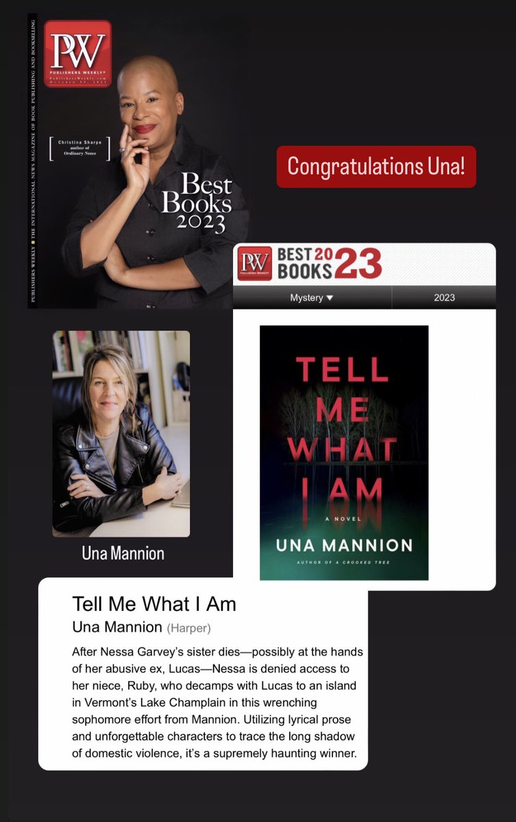 Congratulations to @una_m_mannion who’s TELL ME WHAT I AM made the @PublishersWkly Best Books of 2023 list! #unamannion #tellmewhatiam @HarperAudio @HarperCollins