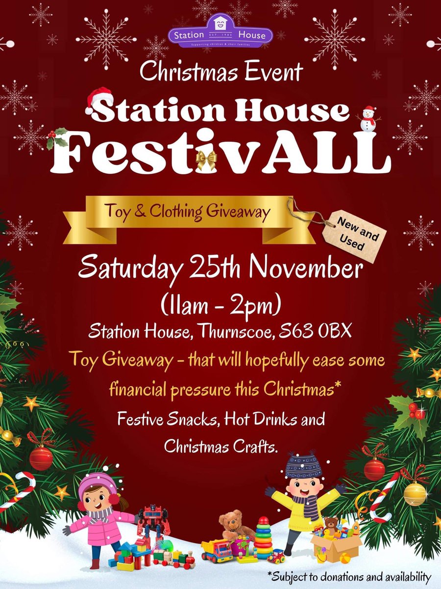 A date for our @AstreaDearne families to put in their diaries…. Toy and clothing give away at Station House on 25th November! Community working together to ease the financial burden 🎅🏼 🎄 🎁