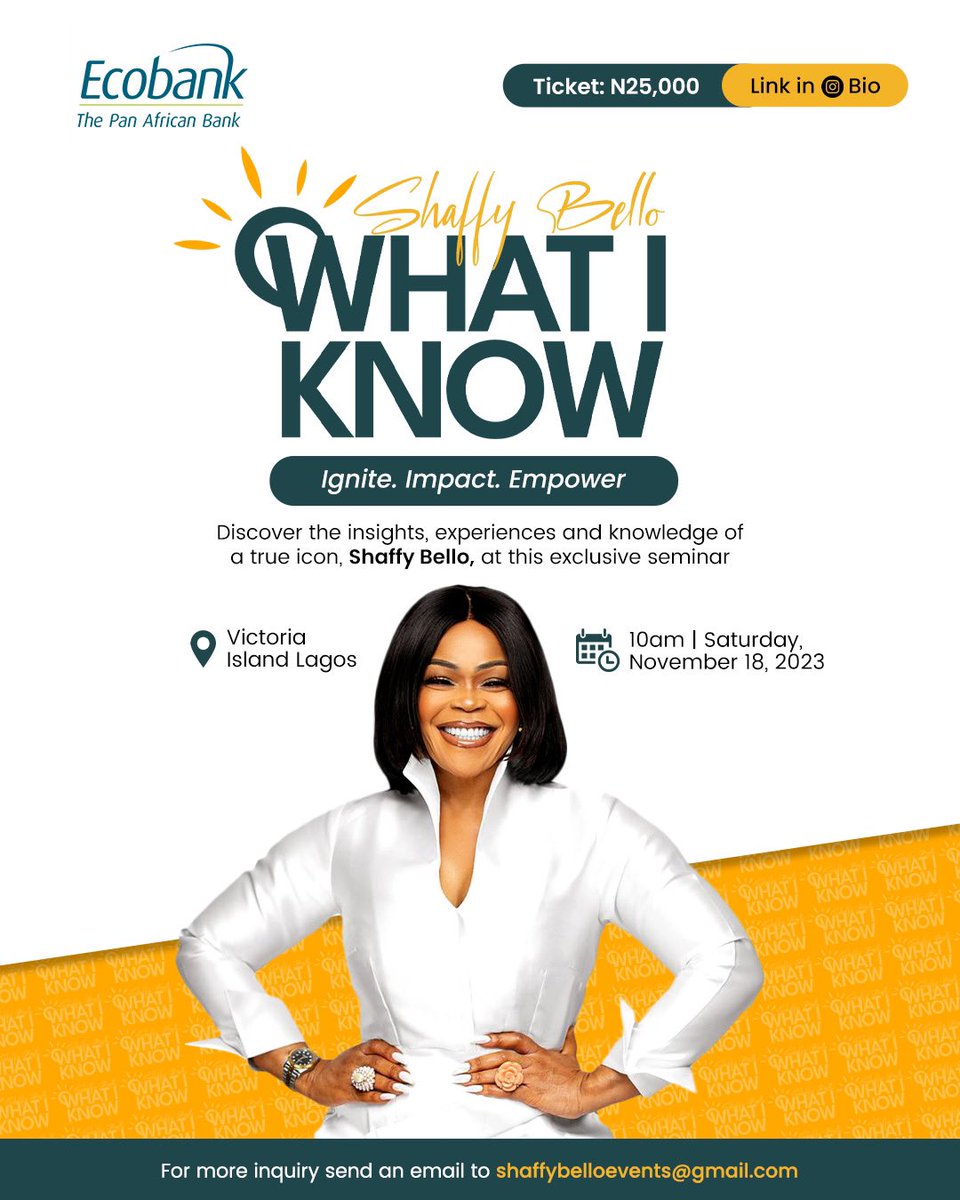Guys! I dunno if you people have heard but Aunty Shaffy is holding a Masterclass this Month. 

So better follow and click the link on @theShaffyBello and <a href="/thatgoodmediahq/">That Good Media</a> so you can register and not miss out.

#ShaffyBelloWIK #SBWIK
