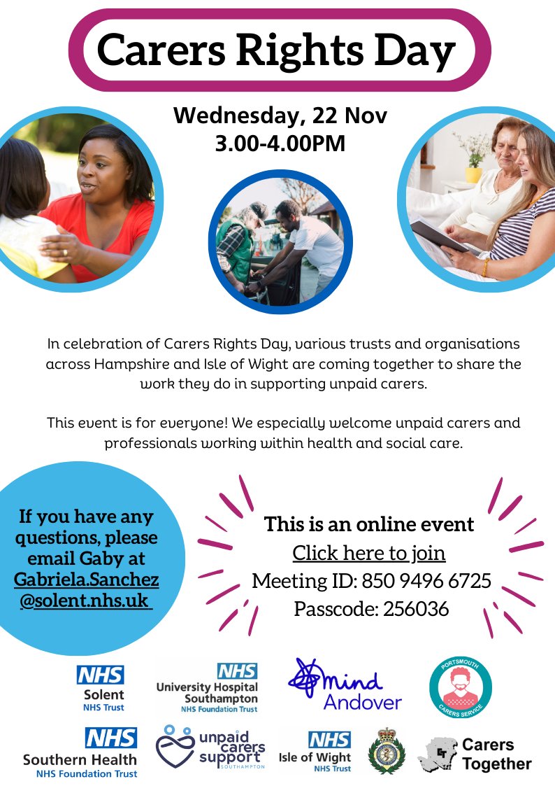 CEET_SolentNHS's tweet image. 💙🌟 Join us in honoring #CarersRightsDay as trusts and organizations showcase their support for unpaid carers. 🚀 All are welcome—carers, healthcare pros, and anyone with a heart for caregiving. 💙 #CaringCommunity #SupportInUnity#unpaidcarers @solentnhstrust