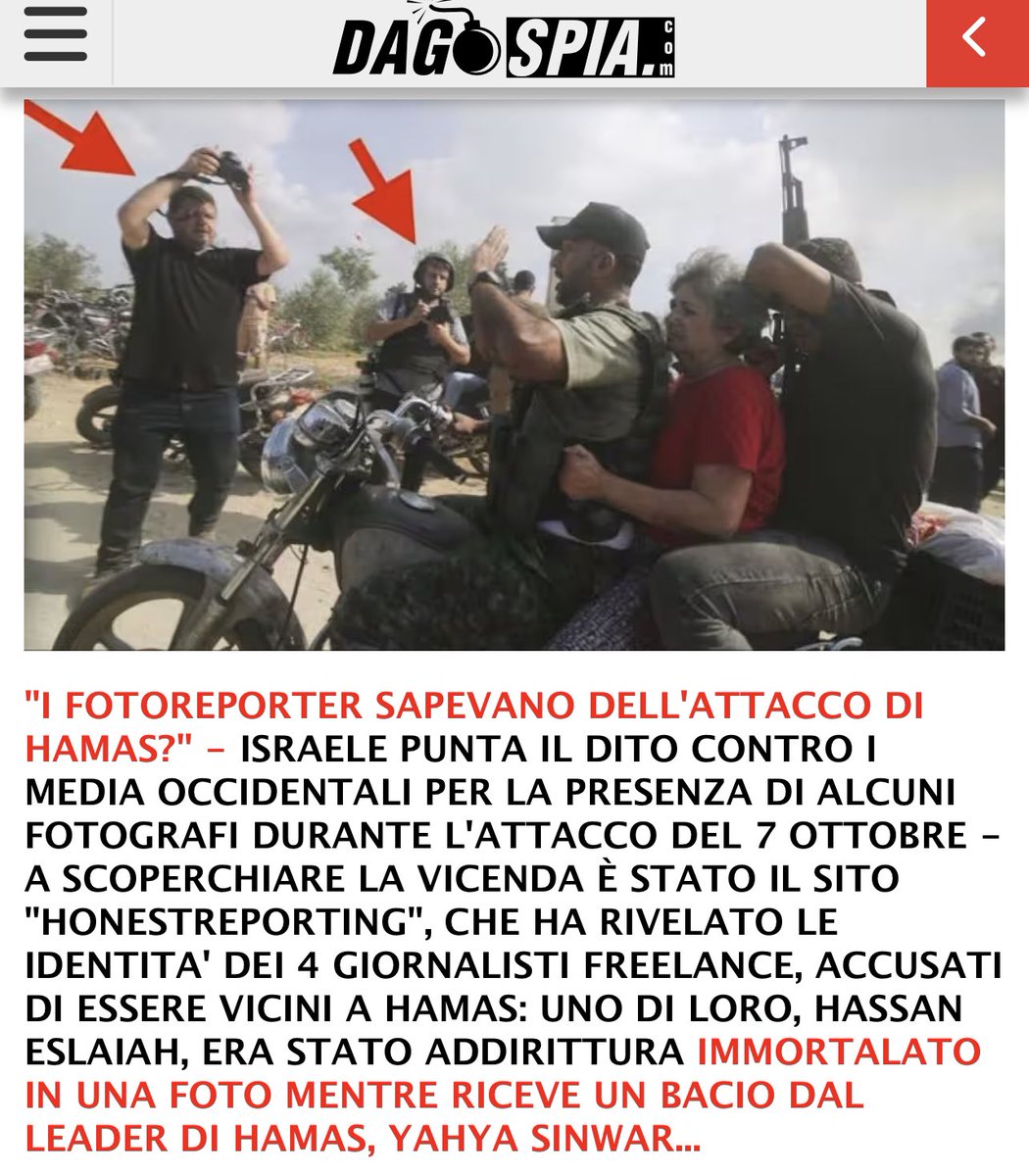 A mio modo modesto parere, la storia di questi "giornalisti" è affrontata partendo da una definizione sbagliata.
Non li considero tali.
Ai miei umili occhi appaiono come degli effettivi di Hamas e Jihad Islamica inquadrati nei ranghi della comunicazione di quei due gruppi.
Feccia