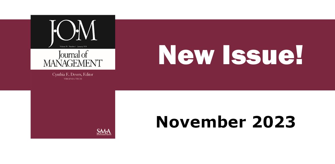 Journal of Management's eighth issue of 2023 is now available! 49.8 contains new original #research about Using Old Data, Rule Violation and Time to Enforcement, Improving the Lives of Leaders and more. journals.sagepub.com/toc/joma/49/8