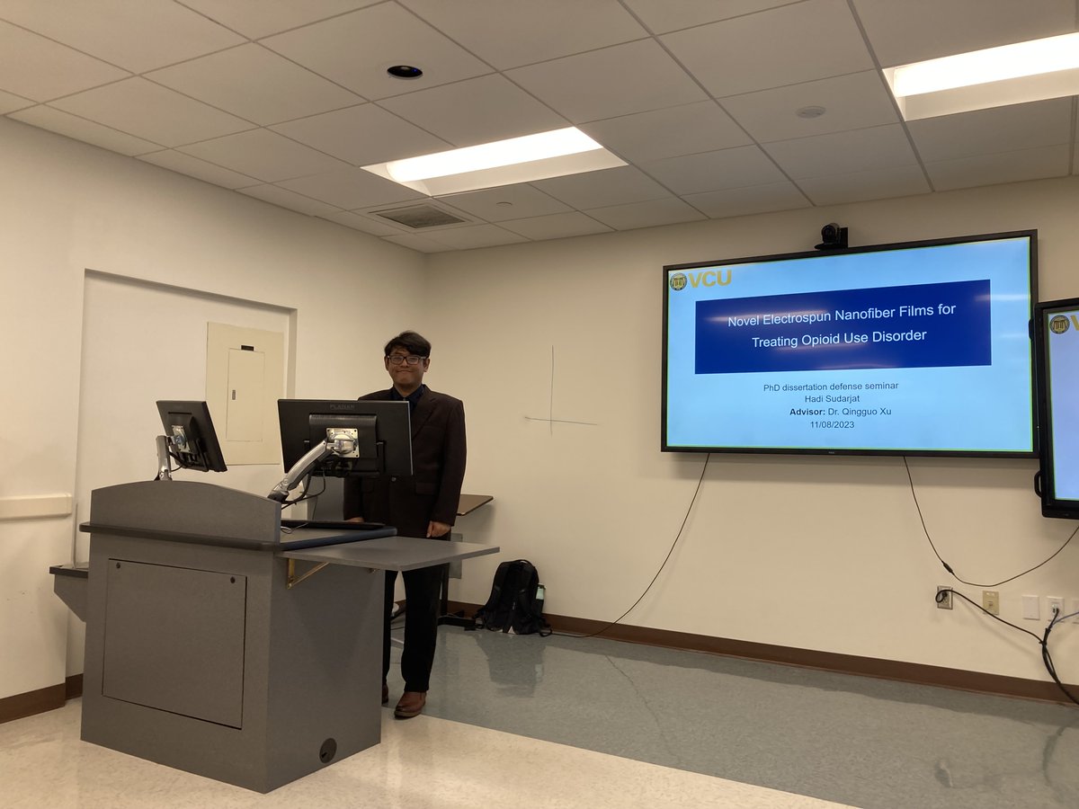 Hadi Sudarjat, a Fulbright Scholar, successfully passed his PhD defense on Nov 8. Hadi works on developing new therapeutics for treating opioid use disorder. Congratulations, <a href="/Sudarjat_Hadi/">Hadi</a> and cannot wait to see you shine in your independent career. <a href="/VCUPharmacy/">VCU School of Pharmacy</a>