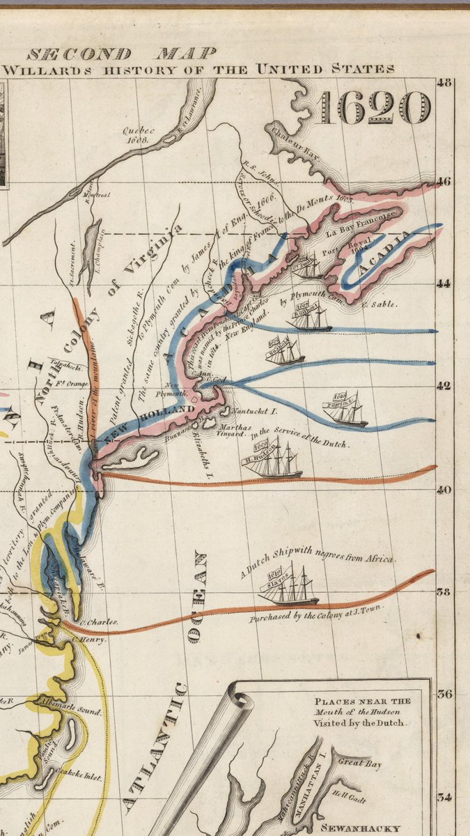alanmaceachern's tweet photo. Found a single source that documents when #PEI rose out of the sea!
Emma Willard's 1829 History of the US:
map 2, of 1620 - No sign of PEI.
map 4, of 1692 - Sand accumulating, but PEI still a blob.
map 6, of 1763 - PEI has largely taken its present shape.
#missingPEI https://t.co/EZWHOlPWMq