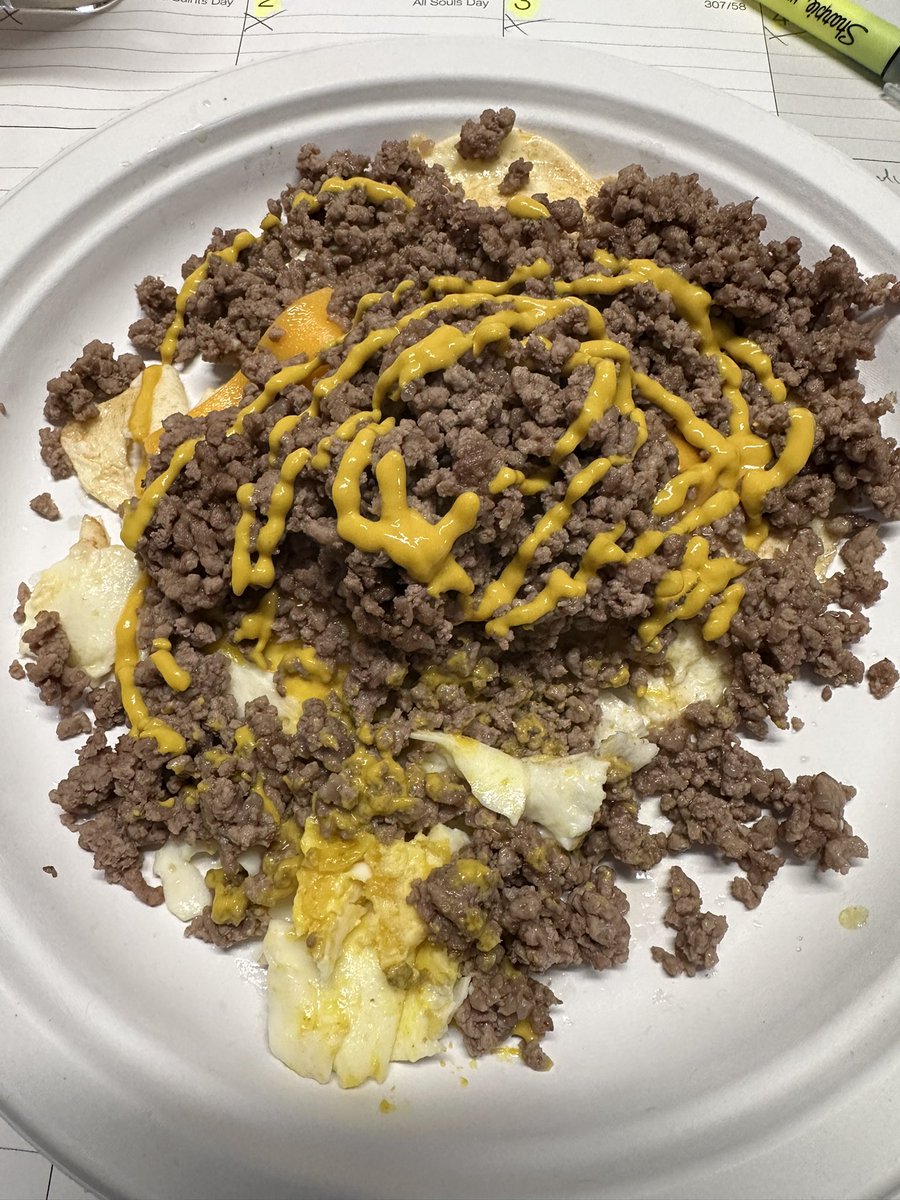 My hot plate at the office has been a fast-breaking game changer for me. Broke today’s 16/8 fast with four eggs, 1/2 lb of ground beef, one slice of Sargentos Sharp Cheddar and mustard. #weightloss #killingobesity #revolutionoferic