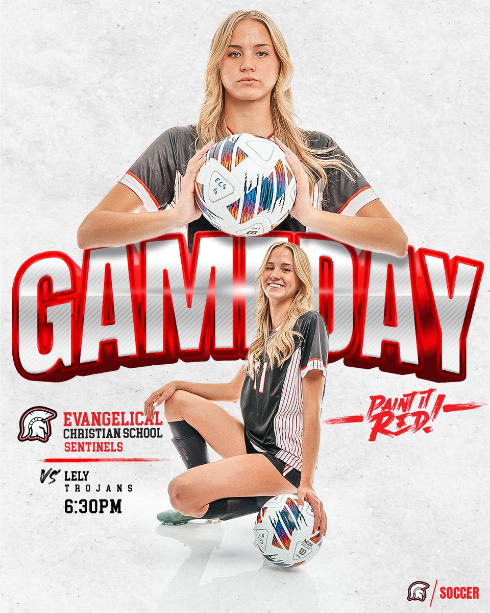 ECSsports's tweet photo. ECS Girls Soccer is at home tonight against Lely Trojons on Sentinel Field! Game Time is 6:30PM #PaintItRed https://t.co/XdvgTQsjdq