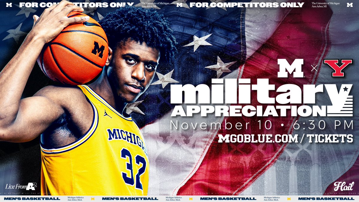 umichbball's tweet photo. Get tickets NOW! Celebrate our Armed Forces at Friday's game against Youngstown State!
🇺🇸 https://t.co/rQJ6itH8D9
#MGoTroops https://t.co/M6is2i3EQ1