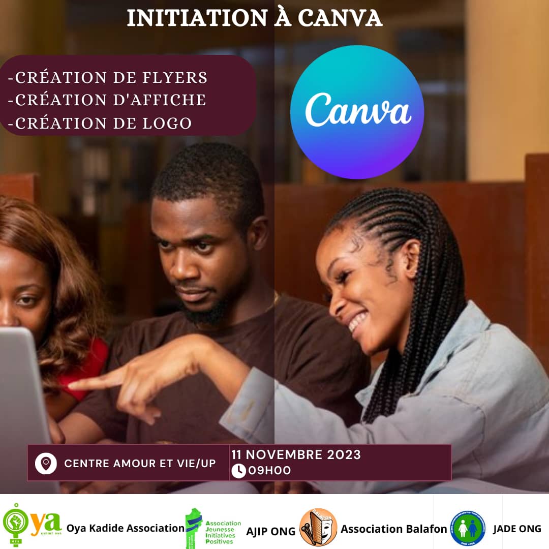 Jade_Ong1's tweet photo. 🌟🎨 Ne ratez pas notre atelier gratuit : "Initiation à Canva" organisé par l'association OYAKADIDE en partenariat avec JADE ONG ! Rejoignez-nous au Centre Amour et Vie de l'Université de Parakou ce samedi 11 novembre à 9h. 🚀💡 #Formation #Créativité #Parakou https://t.co/jJEbRUR0fV