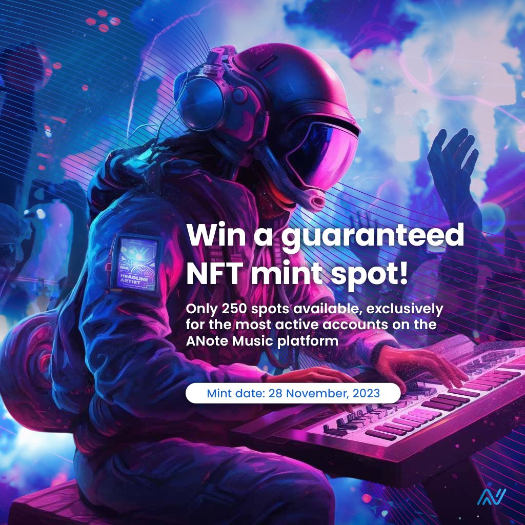 anotemusic's tweet photo. Our Headliner NFT collection is arriving soon. 🎶
Participate to win one of the 250 guaranteed NFT mint spots!

Your activity on our platform gives you the biggest chance to claim one of our limited edition genesis NFTs.

Discover how to participate below ⏬

1 -🧵 https://t.co/6Bikf6Q3AS