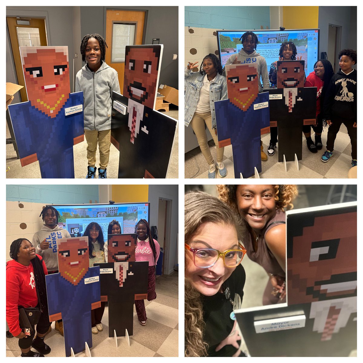 dawsonedtech's tweet photo. Minecraft Mayor Dickens and Monica Pearson came to @apsLongms today to surprise students in STEM class as part of the #LevelUpATL challenge! @APSInstructTech @apsitnatasha @APSITMelissa @ahrosser https://t.co/AokcNSsqEO