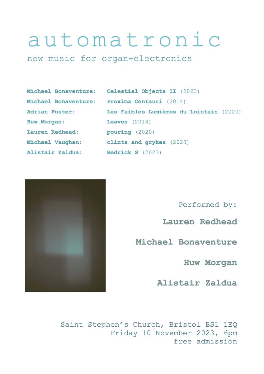 mainly slow organ music (@organslow) on Twitter photo Tomorrow 6pm and Saturday 11am - two free concerts @SaintStephensBS in Bristol. Music by <a href="/laurenredhead/">Dr Lauren Redhead ๐</a>, <a href="/alistair_zaldua/">Alistair Zaldua</a>, <a href="/michael02337132/">Michael Bonaventure</a>, <a href="/HuwMorgan1/">Huw Morgan</a>, Adrian Foster, Michael Vaughan, <a href="/fantasticdrfox/">Christopher Fox</a>, @SophieStone27, Jonathan Cole Tomorrow 6pm and Saturday 11am - two free concerts @SaintStephensBS in Bristol. Music by <a href="/laurenredhead/">Dr Lauren Redhead ๐</a>, <a href="/alistair_zaldua/">Alistair Zaldua</a>, <a href="/michael02337132/">Michael Bonaventure</a>, <a href="/HuwMorgan1/">Huw Morgan</a>, Adrian Foster, Michael Vaughan, <a href="/fantasticdrfox/">Christopher Fox</a>, @SophieStone27, Jonathan Cole