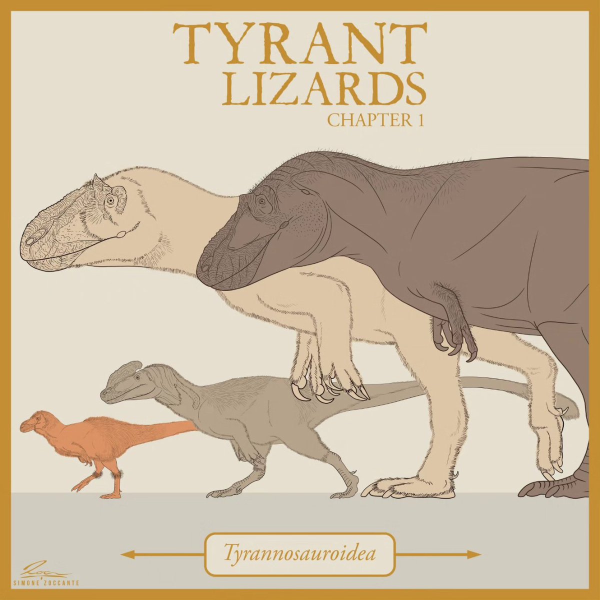TYRANT LIZARDS chapter 1: Tyrannosauroids.

Here some of the most famous Tyrannosauroids from the most basal to most derived ones.
From left to right:
- Dilong paradoxus
- Guanlong wucaii
- Yutyrannus huali
- Daspletosaurus Wilson
#paleoart #tyrannosauridae #cretaceous