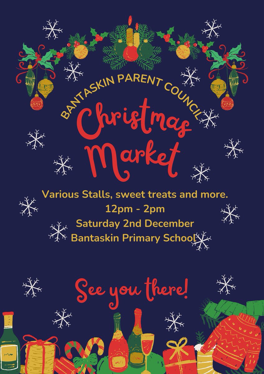 BantaskinPC's tweet photo. We met this afternoon to go over details for the upcoming Christmas Market   We would appreciate it if anyone could contribute to our home baking stall.  We are also looking for donations of prizes for the adult and child tombola's https://t.co/VknuPGWDJW