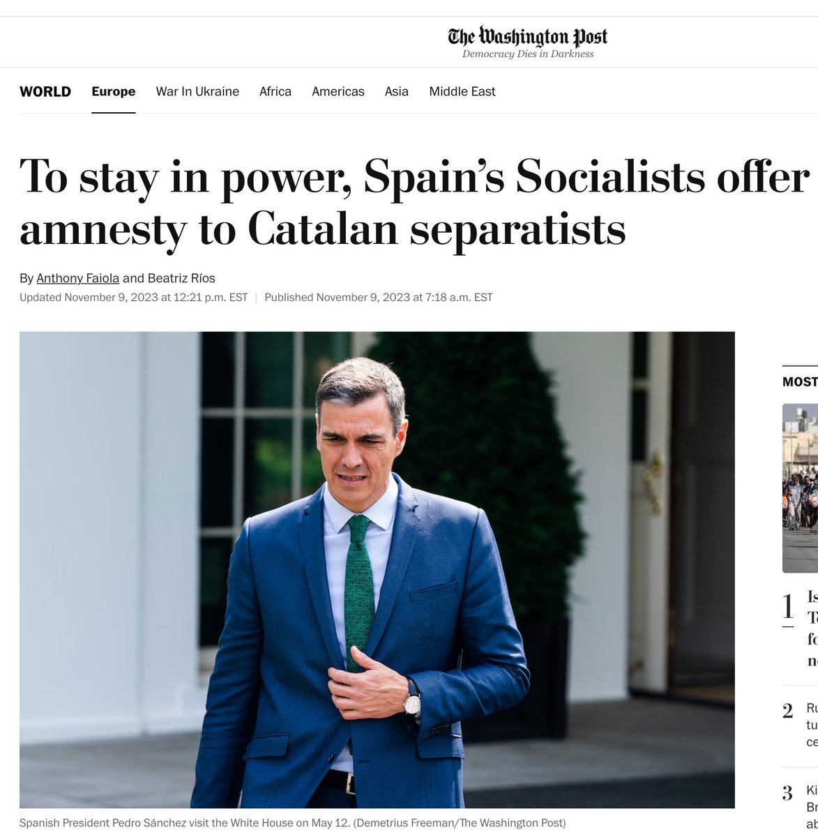 PabloFuente's tweet photo. Me preguntan que si aquí en Estados Unidos se habla de España. Artículo del @washingtonpost 
https://t.co/99CzjlFYCJ https://t.co/cEDJEuv7aa