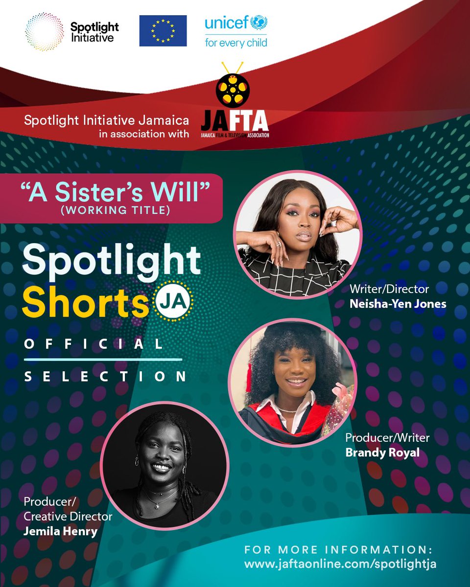 jaftaonline's tweet photo. @UNICEFJamaica “A Sister’s Will” (working title)
🎥
Special thanks to our collaborators @spotlightinitiative @unicefjamaica
#SpotlightENDViolence #SetLifeJA https://t.co/6VpgDvAscD