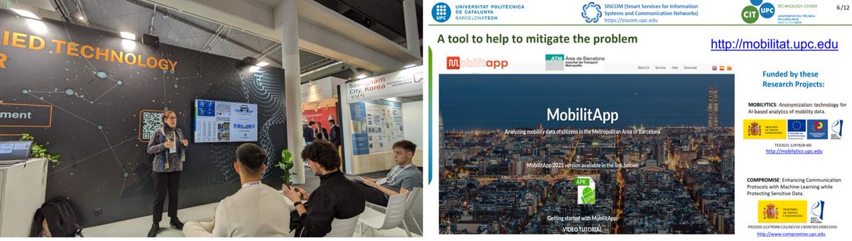 📢The SISCOM research group has participated in the @SmartCityexpo in @la_UPC booth (cit.upc.edu/en/smart-city-…), Nov. 8th 2023, with the project MobilitApp (mobilitat.upc.edu) to help to analyze mobility behaviour🚲🛴🚋🚌🚗🛵 @CIT_UPC @ENTEL_UPC @compromiseAEI @MobilyticsUPC