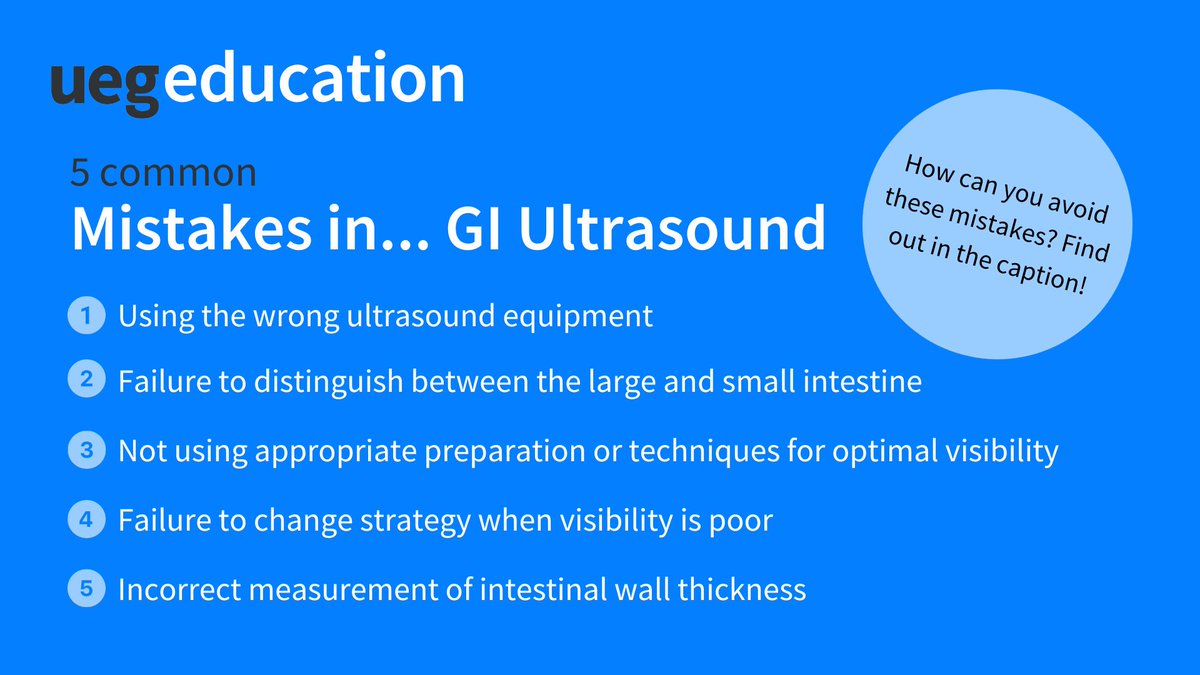 Our newest Mistakes in gastrointestinal ultrasound article by Andreas J. Gjengstø, Kim Nylund, Hilde L. von Volkmann and Odd H. Gilja is out now! Discover how to avoid these mistakes by reading the full free article ➡️ bit.ly/3MDCjMe #UEGEdu #myUEGcommunity