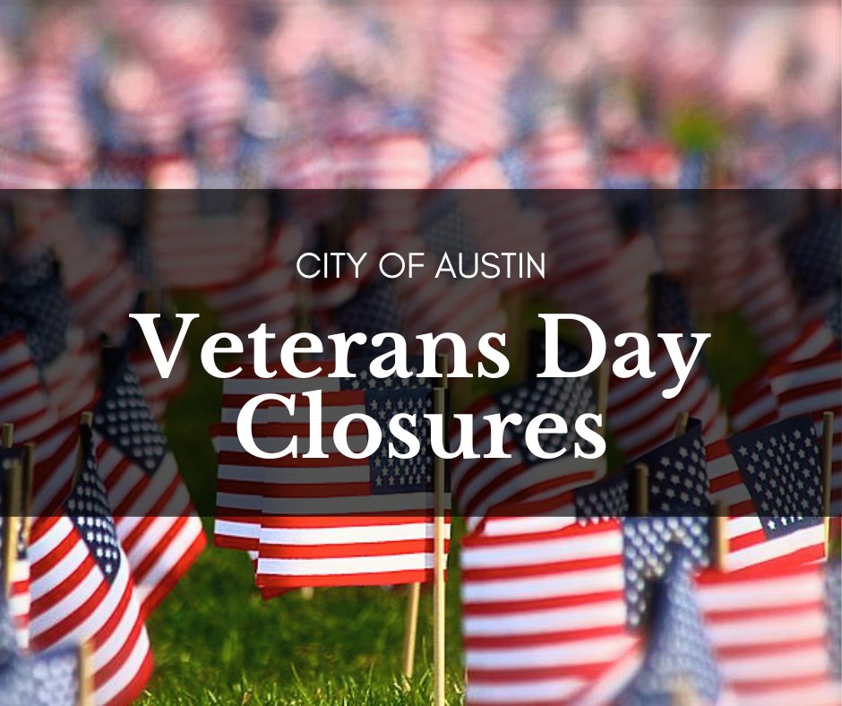 Several City offices + public facilities will be closed Friday, November 10, in observance of #VeteransDay. 🇺🇸 👉 Learn more: bit.ly/4625QWN