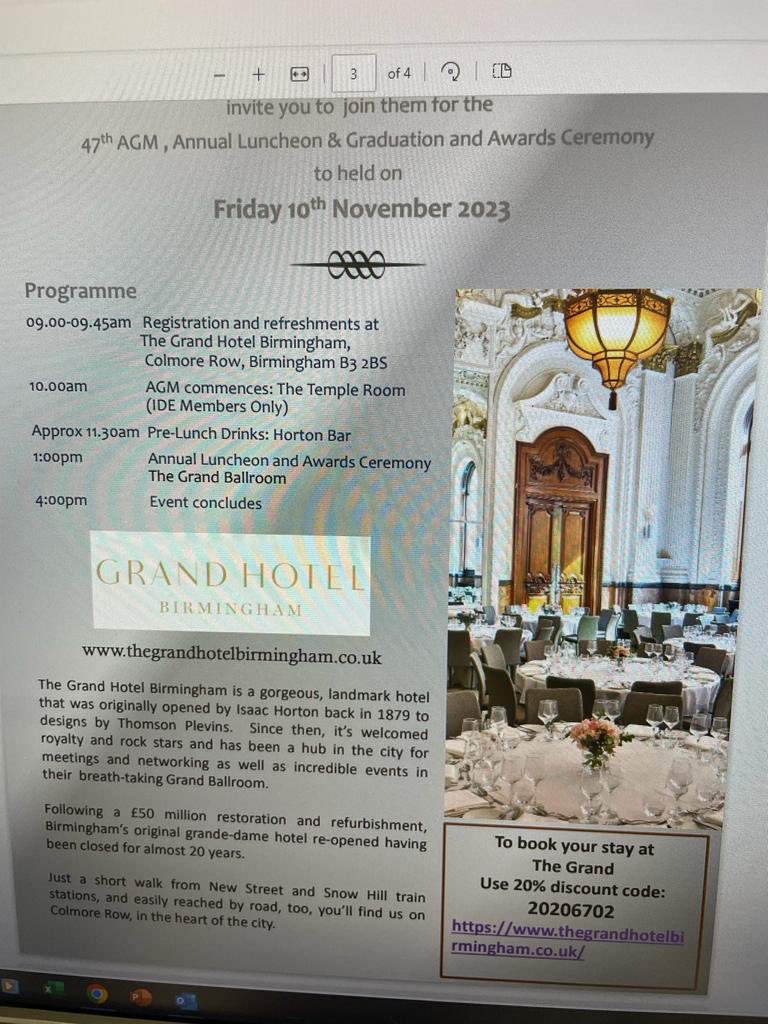 Ide agm agenda For Friday , anybody in Birmingham this evening drop me a message if you want to meet up , anyone need parking have a car park 10mins away