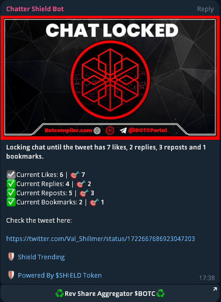 Omni_Terminal's tweet photo. ♻️ $BOTC Marketing Update ♻️

We have arranged a marketing deal with our partners over at @ChatterShield to have $BOTC featured on their Shield Bot, which has been utilized more than 160,000 times by Telegram users.

This will allow our product to be recognized and adopted by more potential investors.

$BOTC Premium ads will be running for 7 days via their $SHIELD bot.