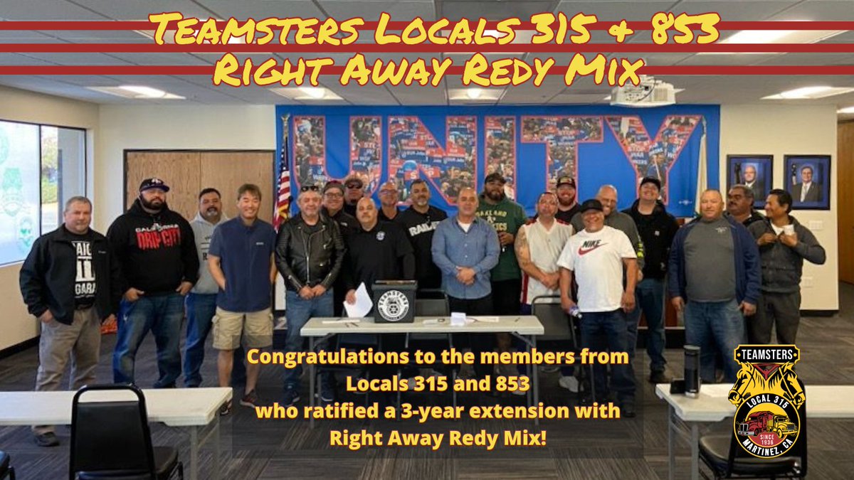 local_315's tweet image. Shout out to our #Teamsters #Local315 &amp;amp; #Local853 members on ratifying their contract. Negotiations were led by 315's Business Agent Mike Hughes and 853's Business Scott Gonsalves. Congratulations!