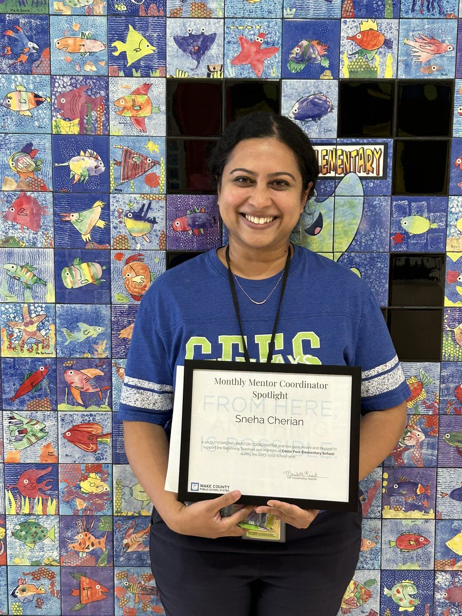 Congratulations Sneha Cherian you are our November Mentor Coordinator of the Month for Elementary Schools! We appreciate all you do to support the BTs and Mentors @CedarForkES