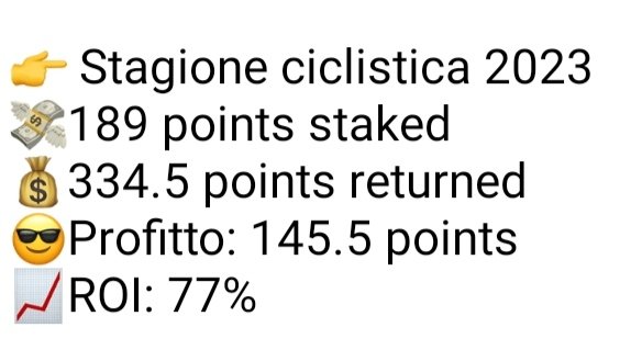 teamseee's tweet photo. È stato un 2023 di altissimo livello, quasi 80% di #ROI. Siamo pronti per il 2024! 

Join us! #cycling #cyclingbet #tips #tipster 

Link Gruppo Telegram: https://t.co/JYSN9sgHa7 https://t.co/D731wbCkoh