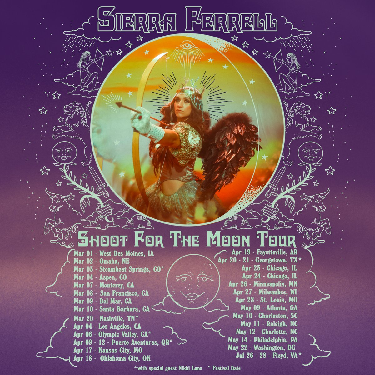 I'm excited to announce that my Shoot For the Moon Tour is coming to a city near you in 2024! 🏹🌙The gang and I are so excited to be hitting some cities we haven't played in a hot minute, and we can't wait to see you.