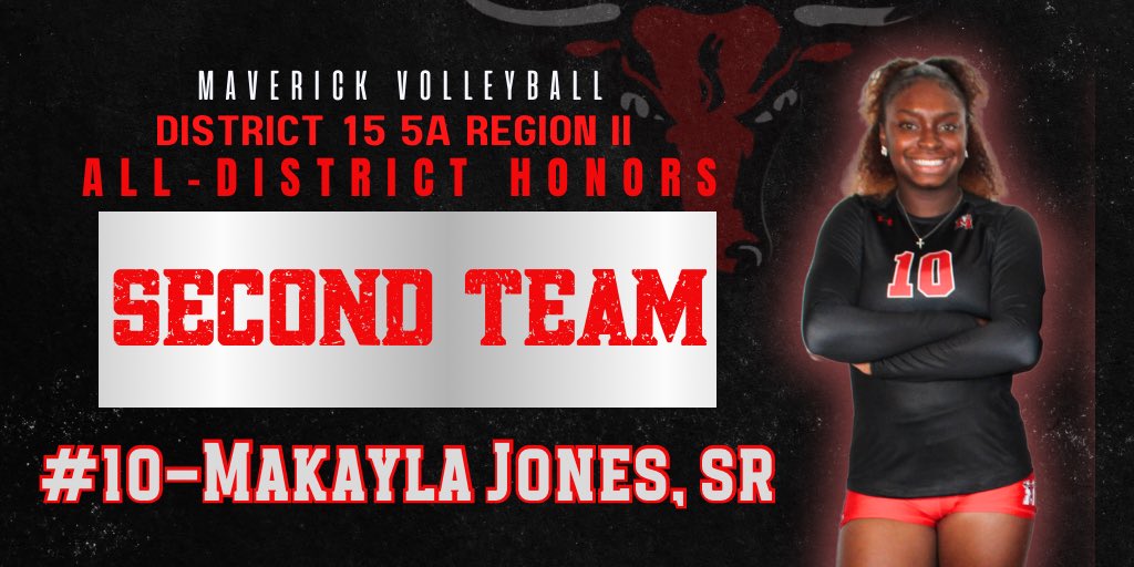 Congratulations to the following volleyball players on their All District Awards! 🤘
#HornsUp

Server of the Year
 #5 Sr. Claire Abney

1st Team All District 
#15 Sr. Alyssa Helton

2nd Team All District
#9 Sr. Ava Burk
#10 Sr. Makayla Jones