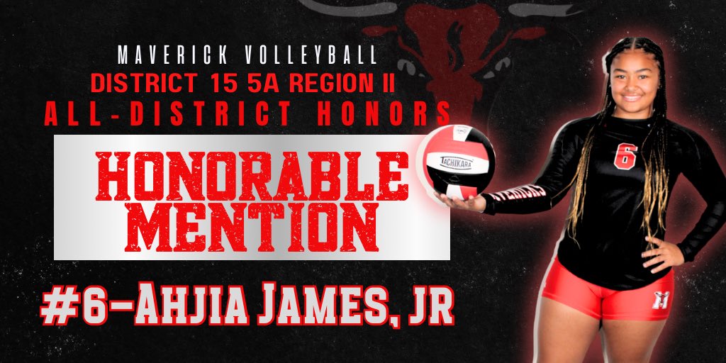 Congratulations to the following volleyball players on their All District Awards! 🤘
#HornsUp

Honorable Mention
#1 Sr. Sarah Jane Palmer
#6 Jr. Ahjia James
#13 Fr. Danika Cantu
# 4 So. Terria Wilson