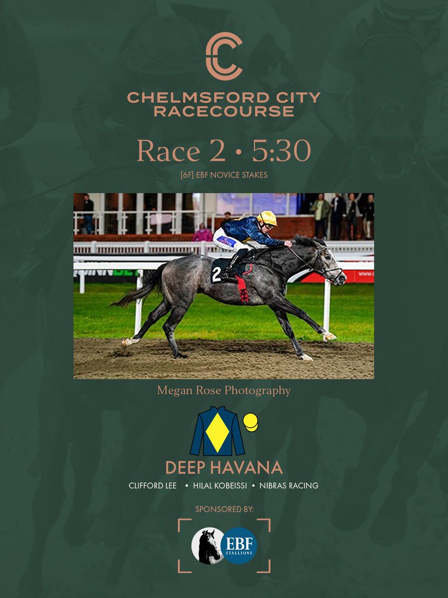 ChelmsfordCRC's tweet photo. 5:30pm Result: Congratulations to Deep Havana who wins the “EBF Novice Stakes” (T) Hilal Kobeissi (J) Clifford Lee (O) Nibras Racing

1️⃣ Deep Havana
2️⃣ Bluebell Grove
3️⃣ Alfa Kellenic https://t.co/QXaF0ttTcZ