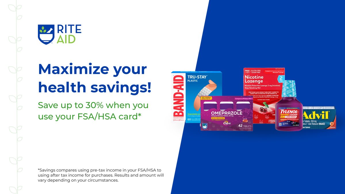 Use your FSA/HSA card on any of our more than 3,000 eligible items and save! Don't let these dollars go to waste! Make the most of them at Rite Aid on essential medicines, vitamins, and more before the year ends. ritea.id/46WJaId