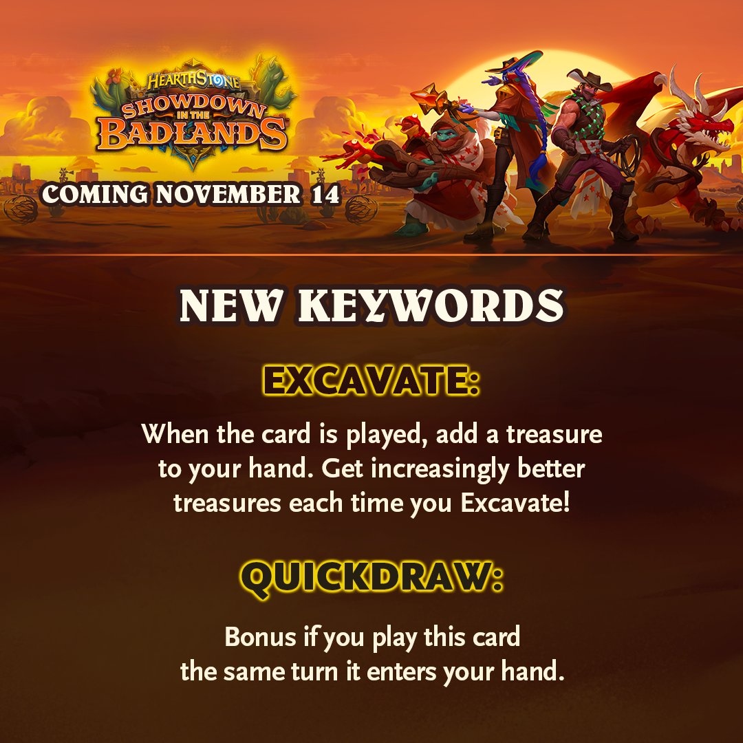 HearthPwn on X: New Hearthstone Expansion: Showdown in the Badlands -  Releases Nov 14th! The new Hearthstone expansion is called Showdown in the  Badlands and is launching Tuesday November 14th. Come discuss