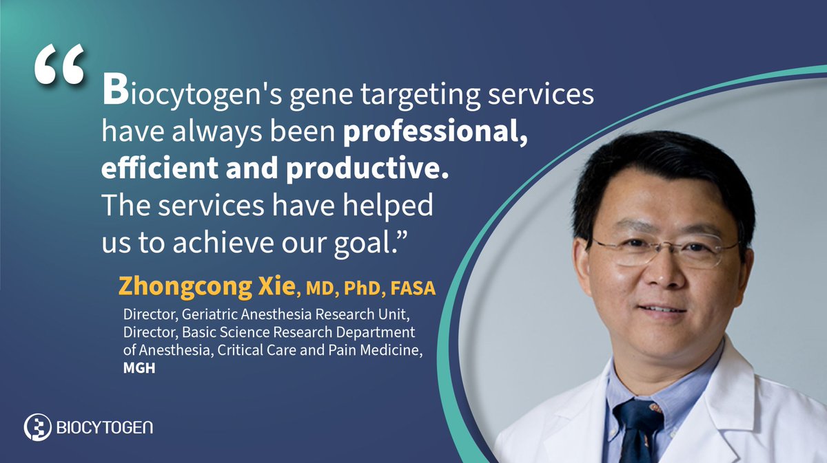 Our gene targeting team's dedication to quality, flawless communication&continuous support shines in the testimonial. We're beyond thankful for the trust & partnership of Zhongcong Xie, MD, PhD, FASA.
Check out the details here👉biocytogen.com/gene-editing/ #GeneEditing #genetargeting