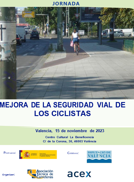 ATC_PIARC's tweet photo. JORNADA TÉCNICA "MEJORA DE LA SEGURIDAD VIAL DE LOS CICLISTAS"
El creciente uso de la bicicleta, no sólo en las ciudades, está suponiendo cambios en la movilidad de estos usuarios

📍 Valencia
📆 15 Noviembre

Información: https://t.co/Q4SBq2UlVL https://t.co/23ZyQrjtP1