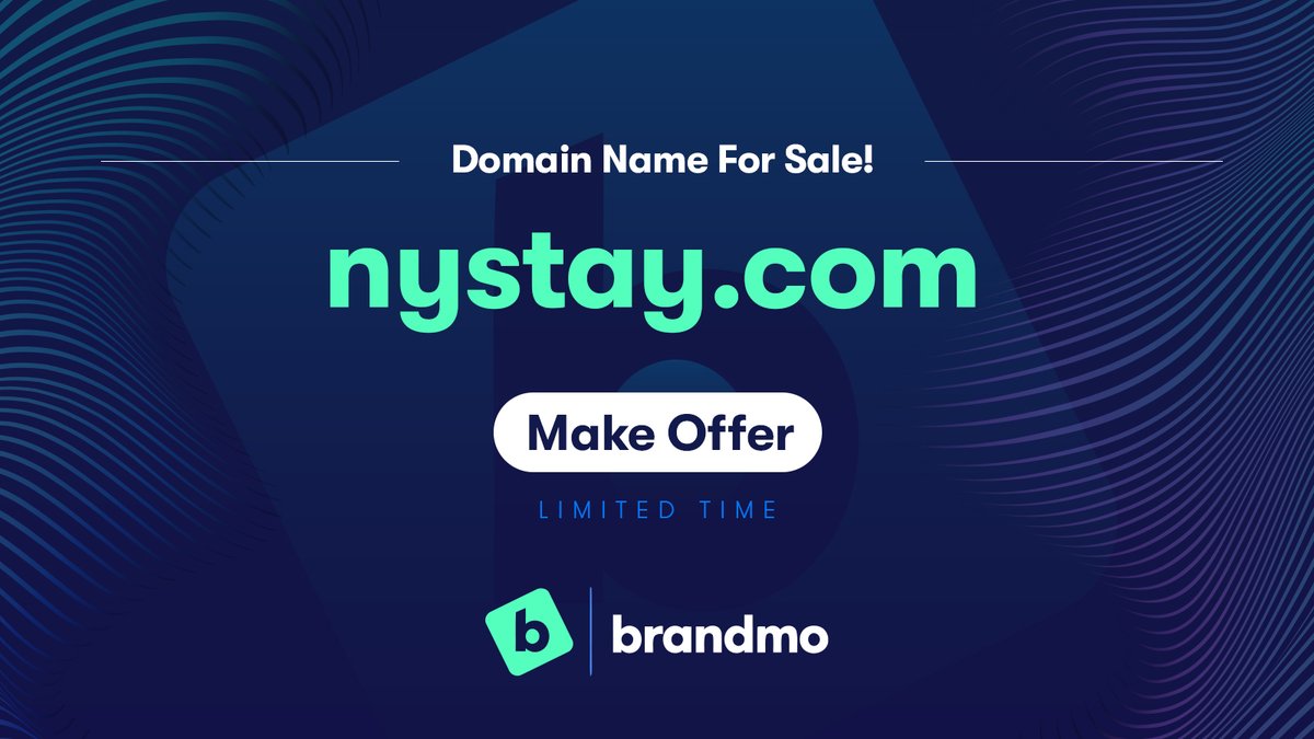 nystay.com 

This travel brand registered in 2004 is up for sale. #nystay #NY #manhatten #NewYork #reservations #booking #airfair #domains #domain #domainname #domainnames #domainbrokerage

Inquire at: ow.ly/eRgM50Q61pM
