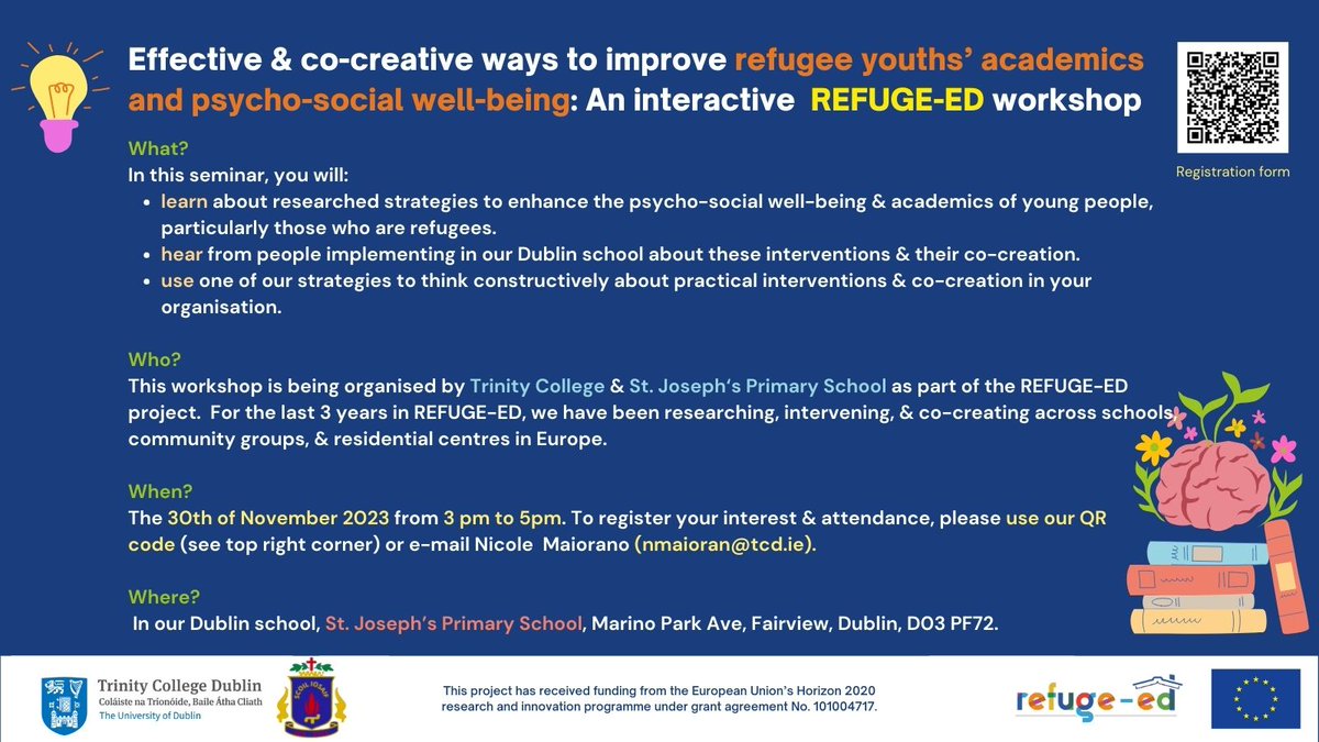 Dr Katie McQuillan (@siceolai_katie) on Twitter photo Interested in learning about co-creating #mentalhealth & academic interventions for #refugeeyouth? Join us for our closing <a href="/ed_refuge/">Refuge-ed</a> <a href="/JoeysSchool/">Joey's - An Edmund Rice School</a> <a href="/TCDCGH/">Trinity Centre for Global Health, TCD</a> event on 30/11/23 . Register here: forms.gle/dX6fpUsKBzzxyB… Interested in learning about co-creating #mentalhealth & academic interventions for #refugeeyouth? Join us for our closing <a href="/ed_refuge/">Refuge-ed</a> <a href="/JoeysSchool/">Joey's - An Edmund Rice School</a> <a href="/TCDCGH/">Trinity Centre for Global Health, TCD</a> event on 30/11/23 . Register here: forms.gle/dX6fpUsKBzzxyB…