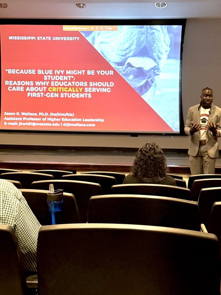 drashleylswift's tweet image. Huge shoutout to @DrJKWallace for speaking to us this morning on the importance of critically serving first generation college students! #firstgen #firstgendocs