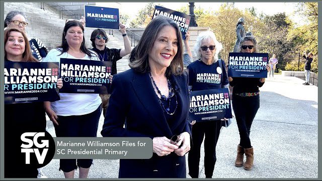 ICYMI: On Monday, presidential candidate Marianne Williamson visited Columbia to file for the SC Presidential Primary ballot. 

SGTV Reporter Hailey Brown has the story ↴  
youtu.be/_3kVhcutHyQ?si…