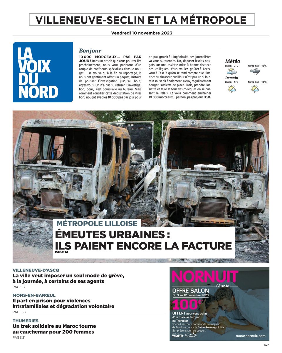 Bonjour ! 
Voici les sujets à la Une de votre édition locale #VilleneuveDAscq #Seclin ce vendredi. 
Votre journal numérique >>> journal.lavoix.com
Bonne journée à tous !