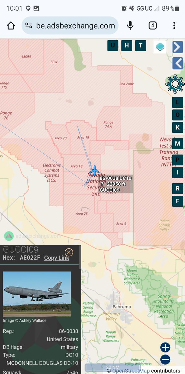 Borrowed7Time's tweet photo. USAF KC-10A Extender 86-0038 #AE022F as GUCCI09 doing some refueling racetracks over the ranges. https://t.co/5Ntkm5xzqR