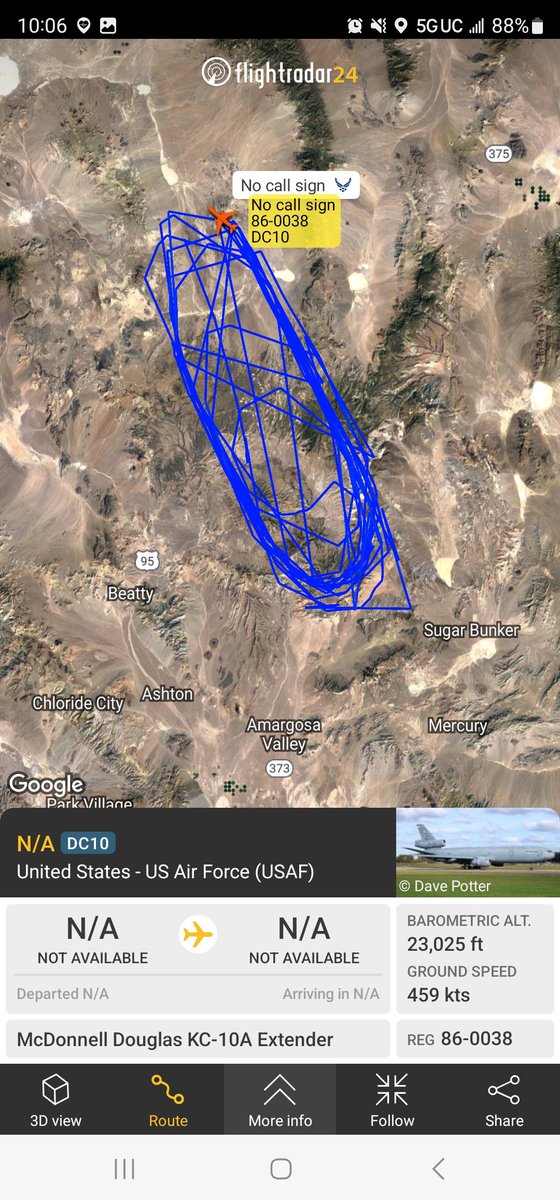 Borrowed7Time's tweet photo. USAF KC-10A Extender 86-0038 #AE022F as GUCCI09 doing some refueling racetracks over the ranges. https://t.co/5Ntkm5xzqR