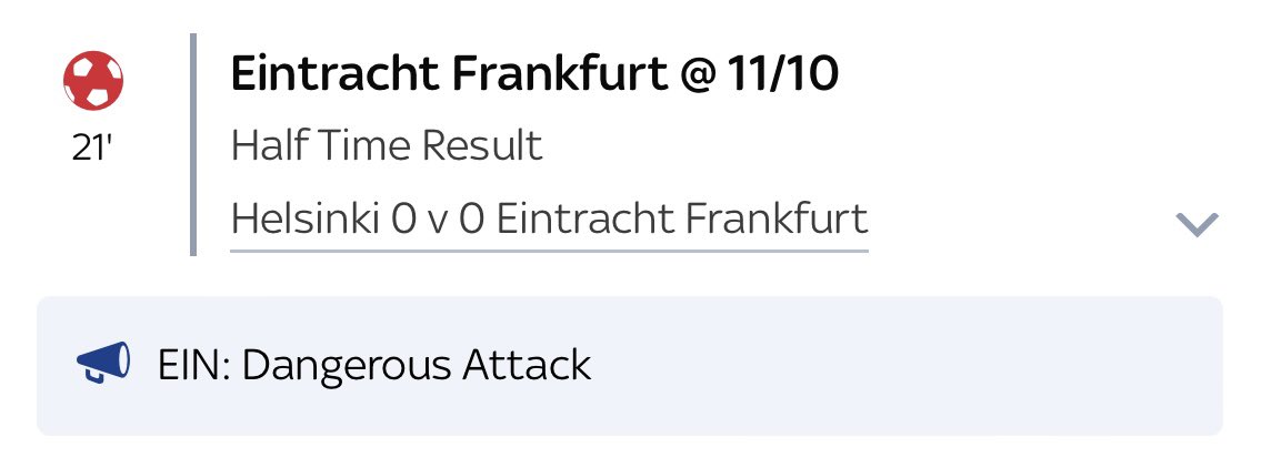 GamblingGoat_'s tweet photo. 🚨In-play Tip🚨

🇪🇺 Europa Conerefence League
🏟 Helsinki v Frankfurt

⚽️ Frankfurt half time result 
📈 Odds: 11/10
💰 Stake: 1u

❤️ Like if you’re on! https://t.co/pab7sU8E0J