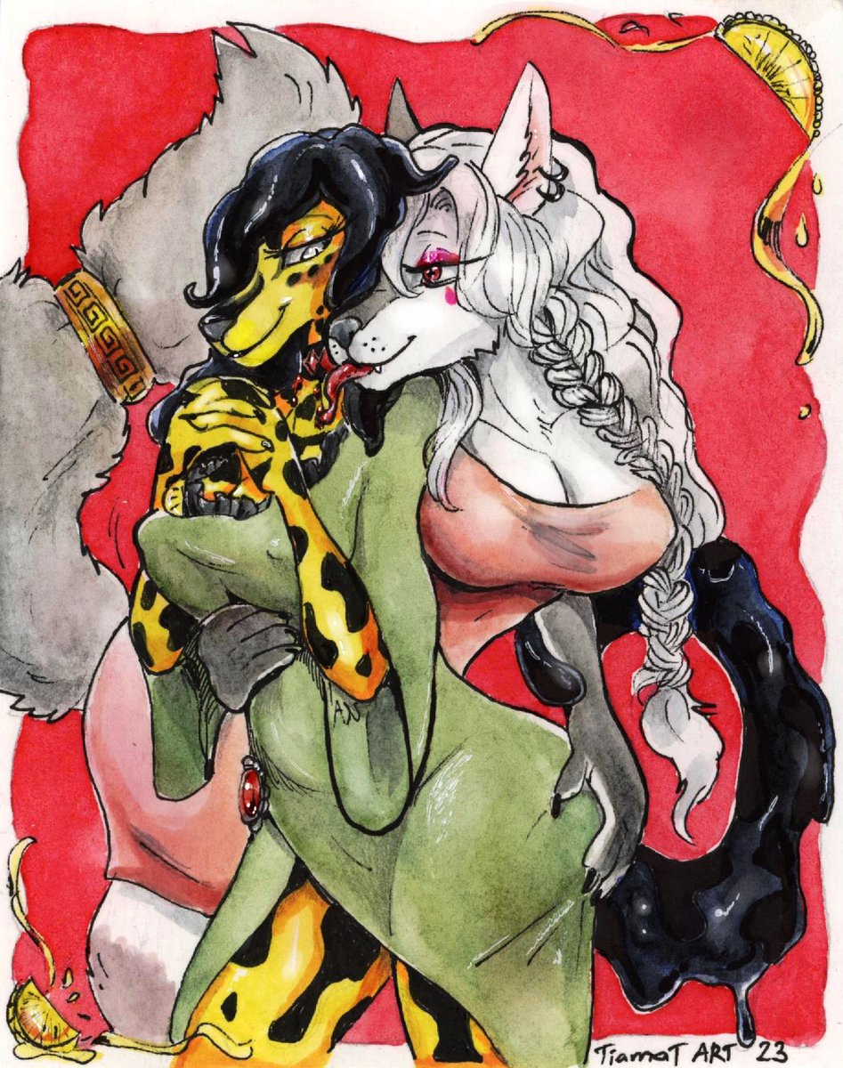 ArtTiamat's tweet photo. ⭐Gift for my adopt in adorable  @AmberWindArt  hands ✨💛

Gaby and Web belongs to her ❤

○ A6 on paper 200 gr/m2 | watercolors ○

#anthroart #furryart #pinup https://t.co/6cWdLusPRU