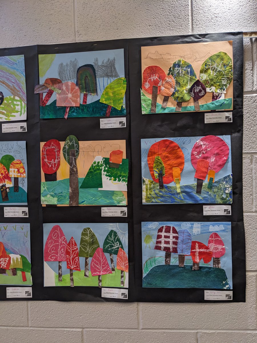 1st is finishing up their fall landscapes! Students loved making the papers for their collage trees. #1relay4all <a href="/Relay_BCPS/">Relay Elementary</a>