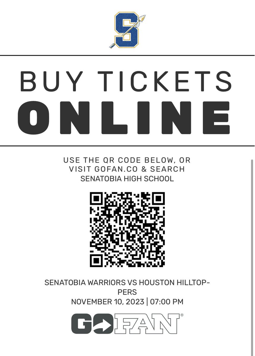 Senatobia Athletics (@tobieathletics) on Twitter photo The Warriors take on Houston High School tomorrow at home. There are no cash sales and only state passes are accepted. No students 8th grade or under will be allowed in without an adult. #tobiepride <a href="/SenatobiaHS/">SHS Warriors</a> <a href="/SHS_Warrior_FB/">Senatobia Warrior FB</a> <a href="/houstontoppers/">Houston Hilltoppers</a> The Warriors take on Houston High School tomorrow at home. There are no cash sales and only state passes are accepted. No students 8th grade or under will be allowed in without an adult. #tobiepride <a href="/SenatobiaHS/">SHS Warriors</a> <a href="/SHS_Warrior_FB/">Senatobia Warrior FB</a> <a href="/houstontoppers/">Houston Hilltoppers</a>
