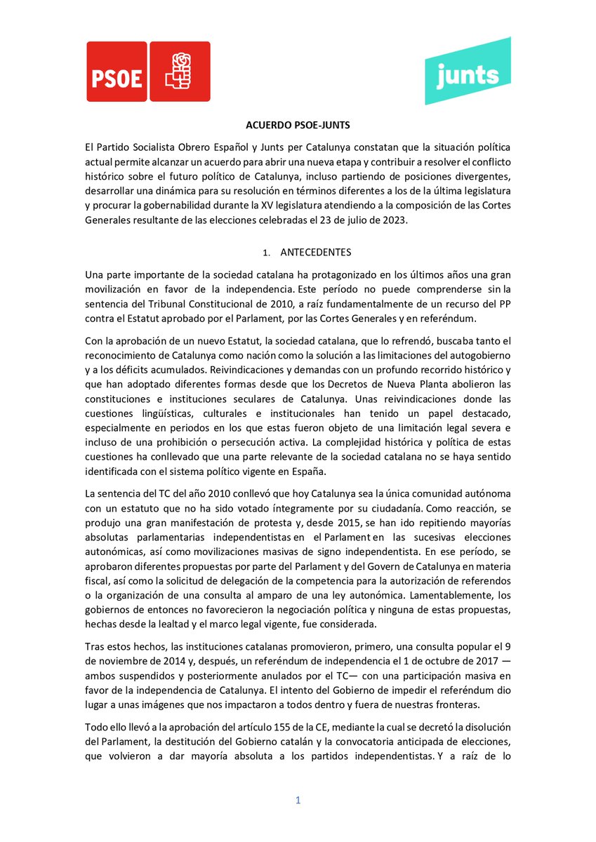 BalEdmundo's tweet photo. Acuerdo PSOE-Junts.
#Quenoteengañen
Previo:
El PSOE no es un partido, es el cortijo de @sanchezcastejon 
No es socialista: no respeta el principio de igualdad ni la solidaridad entre españoles.
No es obrero: va a amnistiar a unos señoritos.
¿Español? Sin comentarios.
Hilo 1/10 👇 https://t.co/BkIKQ7Izij