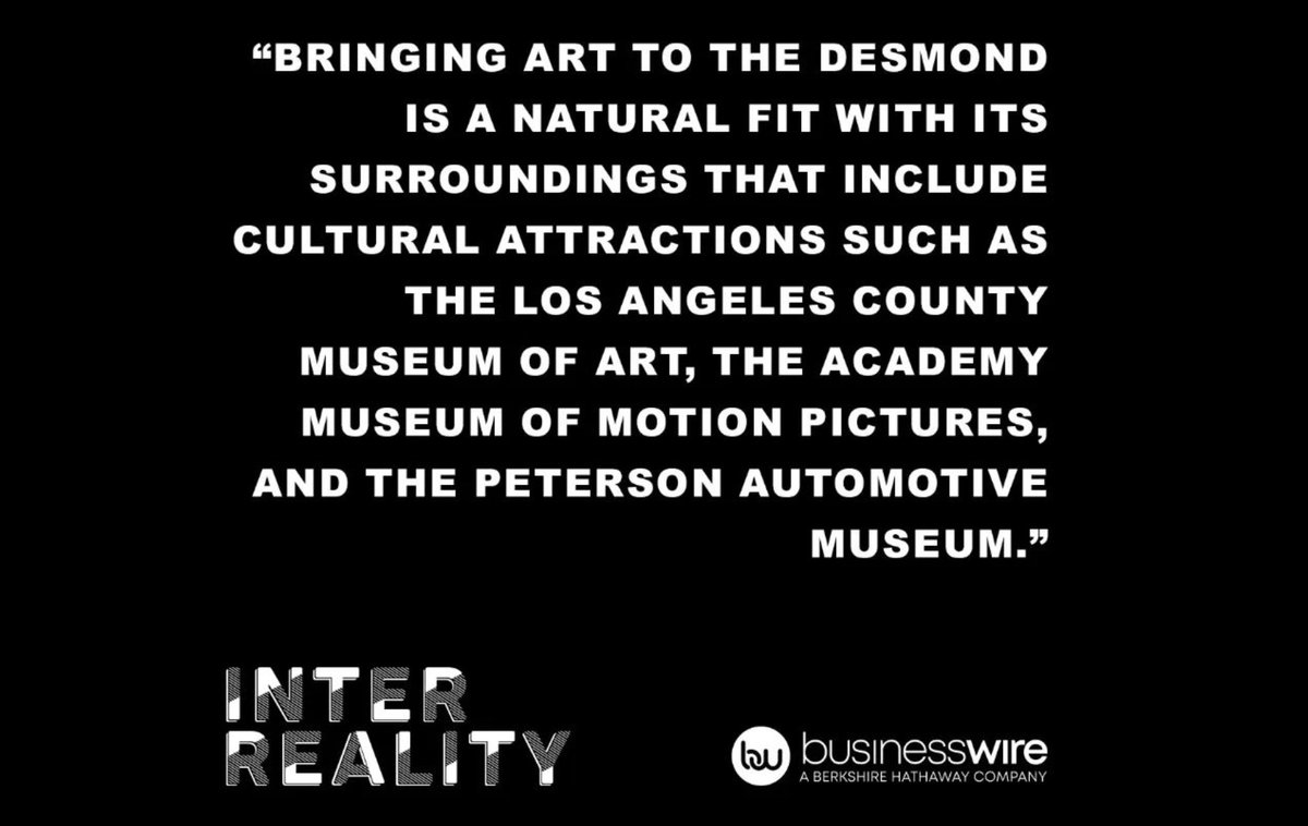 INTERREALITY (@_interreality) on Twitter photo Interreality bringing art to The Desmond Tower. Thank you <a href="/BusinessWire/">Business Wire</a> for the mention! Interreality bringing art to The Desmond Tower. Thank you <a href="/BusinessWire/">Business Wire</a> for the mention!