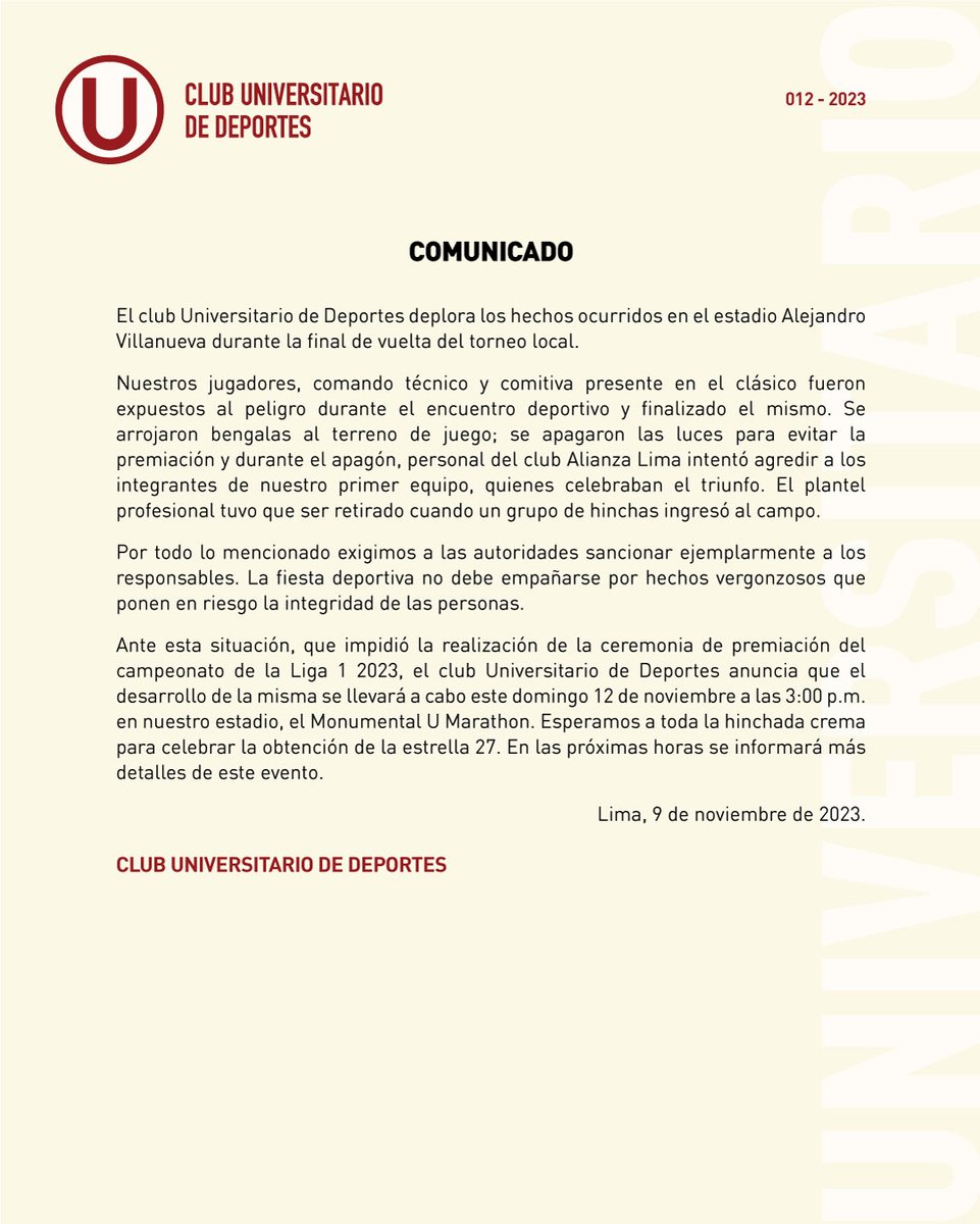 📃 Comunicado a la opinión pública
